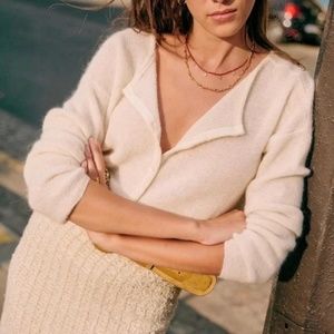 Sezane Gaspard Jumper Ecru Mohair